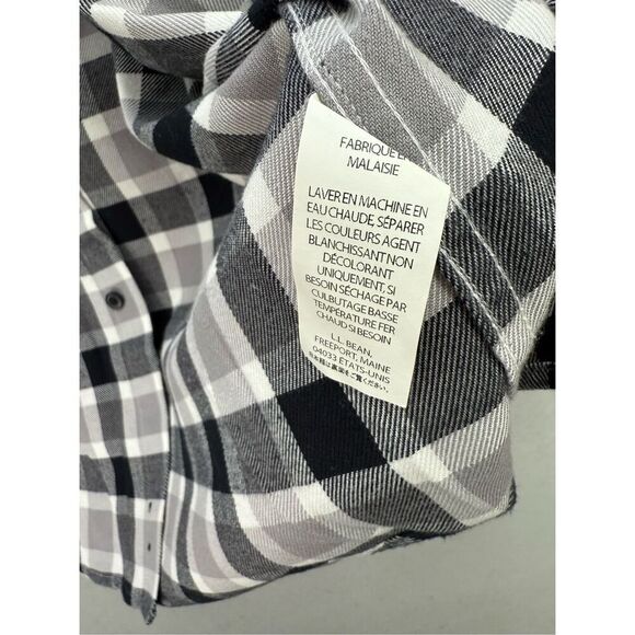 L.L. Bean Men Black Gray Plaid Slightly Fitted Button Down Flannel Shirt Size XL - Picture 4 of 7